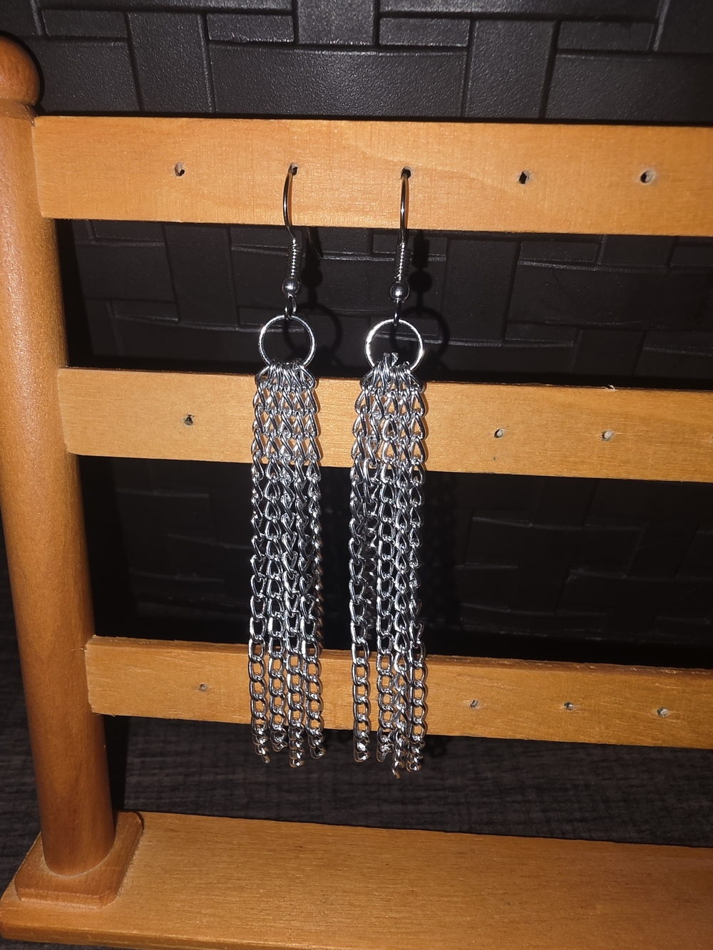 Silver Chain Tassel Drop Earrings - Classic Womens Jewelry
